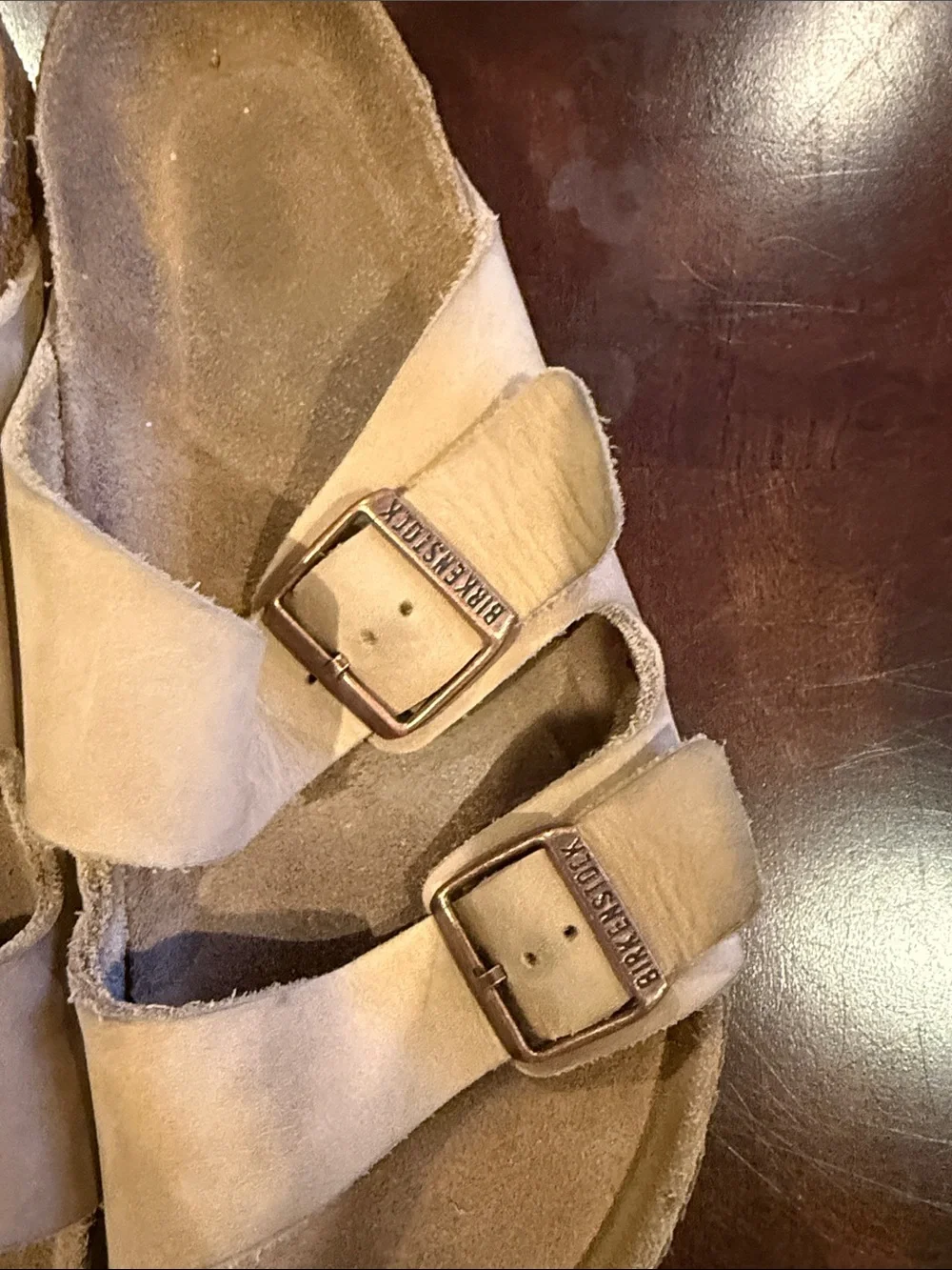Birkenstock Men's Double Buckle Suede Sandals in Tan